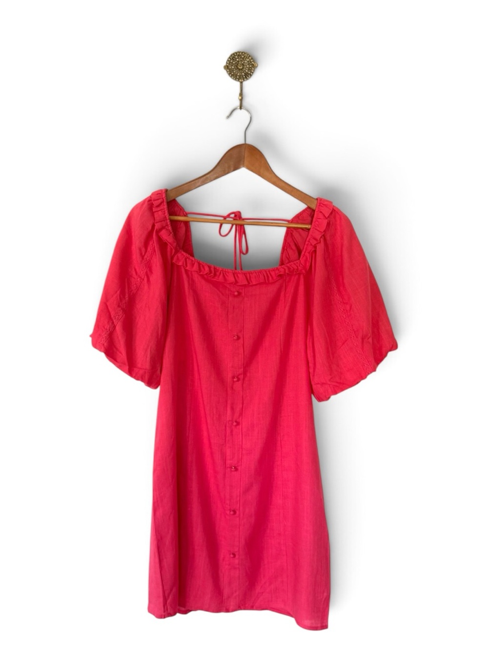 One One Six Off-Shoulder Ruched Dress | Coral Pink | Size L